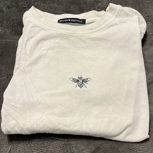 Cropped White Brandy Melville Tee